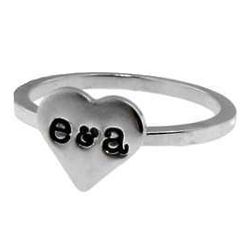 Personalized Initials Sterling Silver Heart Ring