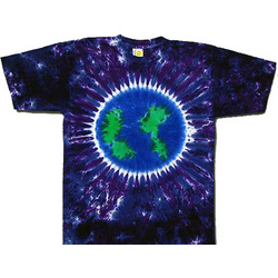Planet Earth on Purple Tie Dye T-Shirt
