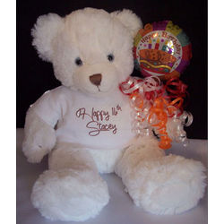 Personalized Fluffy White Birthday Teddy Bear