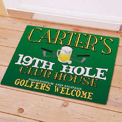 19th Hole Personalized Golf Doormat