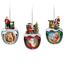 Santa Sleigh Bells Ornament Set