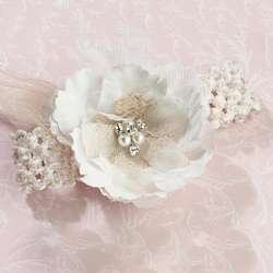 Rustic Ivory Burlap and Lace Garter