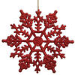 24 Club Burgundy Glitter Snowflake Christmas Ornaments