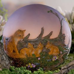 Lighted Fox Family Garden Globe