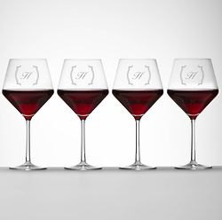 Personalized Monogram Script Red Wine Glasses