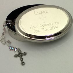Personalized Velvet Lined Box with Rosary