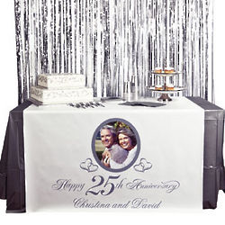 Personalized Photo 25th Anniversary Table Runner