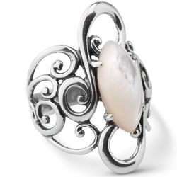 Sterling Silver Mother of Pearl Scroll Ring