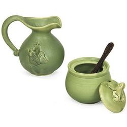 Fancy Frogs Ceramic Sugar Bowl and Creamer