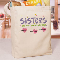Personalized Sisters Best Friends for Life Canvas Tote Bag