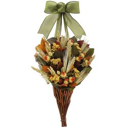 Handcrafted Vibrant Autumn Dried Floral Hanging Cornucopia