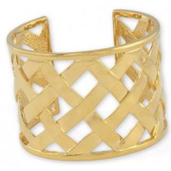 Satin Gold Basket Weave Cuff Bracelet