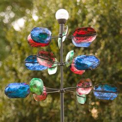 Speckled Spoon Wind Spinner with Solar Ball Topper