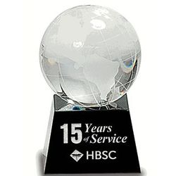 Crystal Globe Award with Personalized Black Base