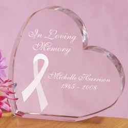 In Loving Memory Custom Breast Cancer Awareness Heart Plaque