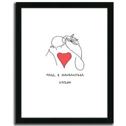 Personalized Framed Couple Kissing Line Drawing Framed Print