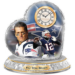 Tom Brady New England Patriots Heart Shaped Crystal Clock