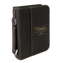 Personalized Bible Cover with Handle for Dad in Black Leatherette