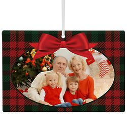 Personalized Greatest Gift Photo Wooden Plaid Rectangle Ornament