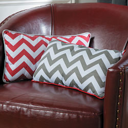 Red and Grey Chevron Pillows