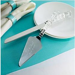 Personalized Crystal Cake Knife and Server Set