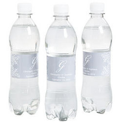 Script Monogram Silver Water Bottle Labels