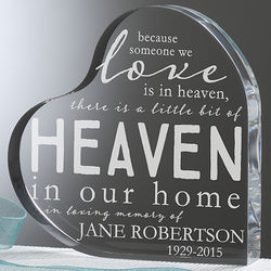 Engraved Heaven In Our Home Heart Memorial Plaque