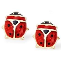 14k Gold Enamel Ladybug Earrings