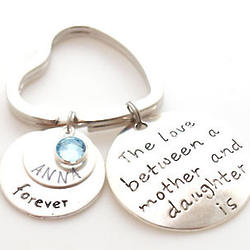 Mother and Daughter Love Personalized Hand Stamped Key Chain