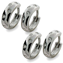 2 Pairs of Silver Twinkling Cubic Zirconia Earrings