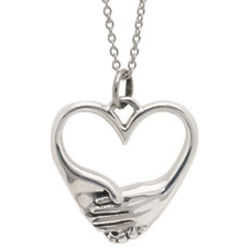 Heart Holding Hands Silver Pendant