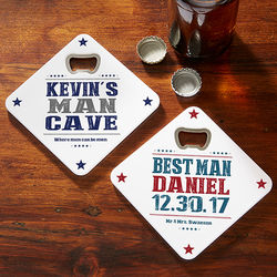Personalized Beer Bottle Opener and Coaster