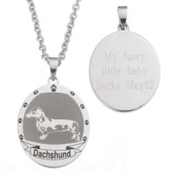 Dachshund Stainless Steel Engraved Necklace