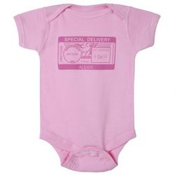 Baby's Personalized Special Delivery Postmark Pink Bodysuit