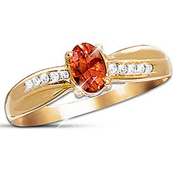 Blazing Brilliance Fire Opal and Diamond Ring