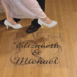 Personalized Just Married Two Hearts Floor Cling