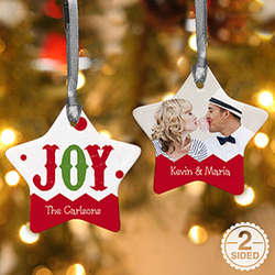 Personalized Two Sided Jolly Jester Star Photo Ornament