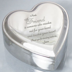 Engraved Friend Heart Silver Plated Jewelry Box