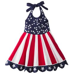 Girl's American Flag Halter Circle Dress