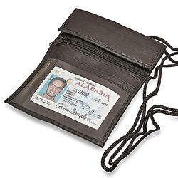 Large Leather ID Holder with Neck Strap