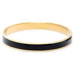 Thin Enamel Black and Gold Engraveable Bangle Bracelet