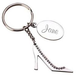 Personalized High Heel Key Chain with Crystal Accents