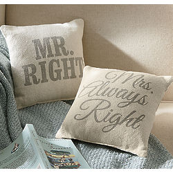 Mr. and Mrs. Right Pillows
