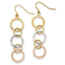Tri-Color 14 Karat Gold Dangle Earrings