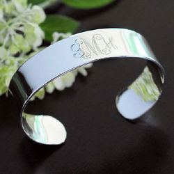 Engraved Sterling Silver Wide Cuff Bracelet