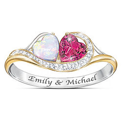 You & Me Forever Personalized Opal and Garnet Ring