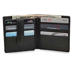 RFID Blocking Bifold Wallet with Snap Secured Credit Card Flap