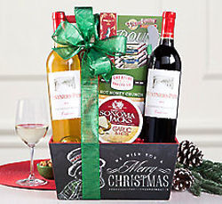Red and White Wine Duet Christmas Gift Basket
