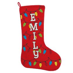 Personalized Holiday Lights Stocking in Red