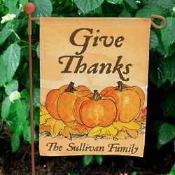 Give Thanks Personalized Garden Flag